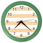 Horizontal Stripes - White and Sunset Orange Color Wall Clock