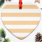 Horizontal Stripes - White and Sunset Orange Heart Ornament (Two Sides)