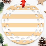 Horizontal Stripes - White and Sunset Orange Ornament (Round Filigree)