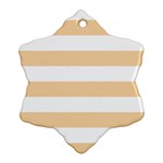 Horizontal Stripes - White and Sunset Orange Snowflake Ornament (Two Sides)