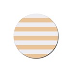 Horizontal Stripes - White and Sunset Orange Rubber Coaster (Round)