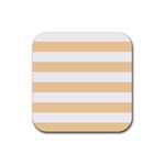 Horizontal Stripes - White and Sunset Orange Rubber Coaster (Square)