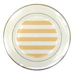 Horizontal Stripes - White and Sunset Orange Porcelain Plate