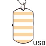 Horizontal Stripes - White and Sunset Orange Dog Tag USB Flash (Two Sides)