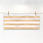 Horizontal Stripes - White and Sunset Orange Hand Towel