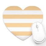 Horizontal Stripes - White and Sunset Orange Heart Mousepad