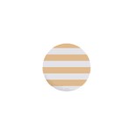 Horizontal Stripes - White and Sunset Orange 1  Mini Button