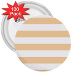 Horizontal Stripes - White and Sunset Orange 3  Button (100 pack)