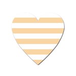 Horizontal Stripes - White and Sunset Orange Magnet (Heart)