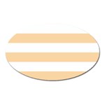 Horizontal Stripes - White and Sunset Orange Magnet (Oval)