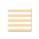 Horizontal Stripes - White and Sunset Orange Magnet (Square)