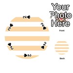 Horizontal Stripes - White and Sunset Orange Playing Cards 54 (Round)