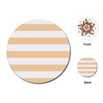 Horizontal Stripes - White and Sunset Orange Playing Cards (Round)