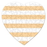 Horizontal Stripes - White and Sunset Orange Jigsaw Puzzle (Heart)