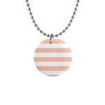 Horizontal Stripes - White and Apricot Orange 1  Button Necklace