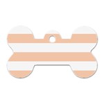 Horizontal Stripes - White and Apricot Orange Dog Tag Bone (One Side)