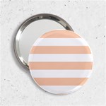 Horizontal Stripes - White and Apricot Orange 2.25  Handbag Mirror
