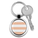 Horizontal Stripes - White and Apricot Orange Key Chain (Round)