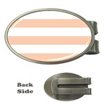 Horizontal Stripes - White and Apricot Orange Money Clip (Oval)