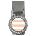 Horizontal Stripes - White and Apricot Orange Money Clip (CZ)