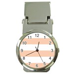 Horizontal Stripes - White and Apricot Orange Money Clip Watch