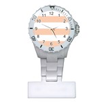 Horizontal Stripes - White and Apricot Orange Nurses Watch