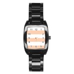 Horizontal Stripes - White and Apricot Orange Stainless Steel Barrel Watch
