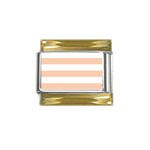 Horizontal Stripes - White and Apricot Orange Gold Trim Italian Charm (9mm)