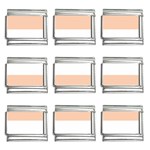 Horizontal Stripes - White and Apricot Orange 9mm Italian Charm (9 pack)