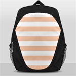 Horizontal Stripes - White and Apricot Orange Backpack Bag