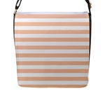 Horizontal Stripes - White and Apricot Orange Flap Closure Messenger Bag (L)