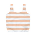 Horizontal Stripes - White and Apricot Orange Full Print Recycle Bag (M)