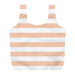 Horizontal Stripes - White and Apricot Orange Full Print Recycle Bag (L)