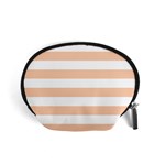 Horizontal Stripes - White and Apricot Orange Accessory Pouch (Small)