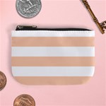 Horizontal Stripes - White and Apricot Orange Mini Coin Purse