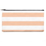 Horizontal Stripes - White and Apricot Orange Pencil Case