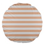 Horizontal Stripes - White and Apricot Orange Large 18  Premium Round Cushion