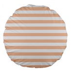 Horizontal Stripes - White and Apricot Orange Large 18  Premium Flano Round Cushion
