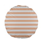 Horizontal Stripes - White and Apricot Orange Standard 15  Premium Round Cushion