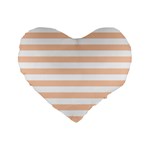 Horizontal Stripes - White and Apricot Orange Standard 16  Premium Heart Shape Cushion