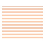 Horizontal Stripes - White and Apricot Orange Double Sided Flano Blanket (Large)