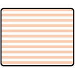 Horizontal Stripes - White and Apricot Orange Fleece Blanket (Medium) (One Side)