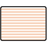 Horizontal Stripes - White and Apricot Orange Double Sided Fleece Blanket (Large) (Two Sides)