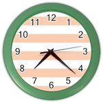 Horizontal Stripes - White and Apricot Orange Color Wall Clock