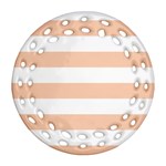 Horizontal Stripes - White and Apricot Orange Ornament (Round Filigree)