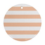 Horizontal Stripes - White and Apricot Orange Ornament (Round)