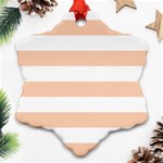 Horizontal Stripes - White and Apricot Orange Ornament (Snowflake)