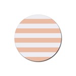 Horizontal Stripes - White and Apricot Orange Rubber Coaster (Round)