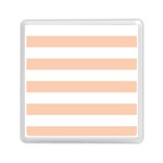 Horizontal Stripes - White and Apricot Orange Memory Card Reader with Storage (Square)