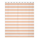 Horizontal Stripes - White and Apricot Orange Shower Curtain 60  x 72  (Medium)